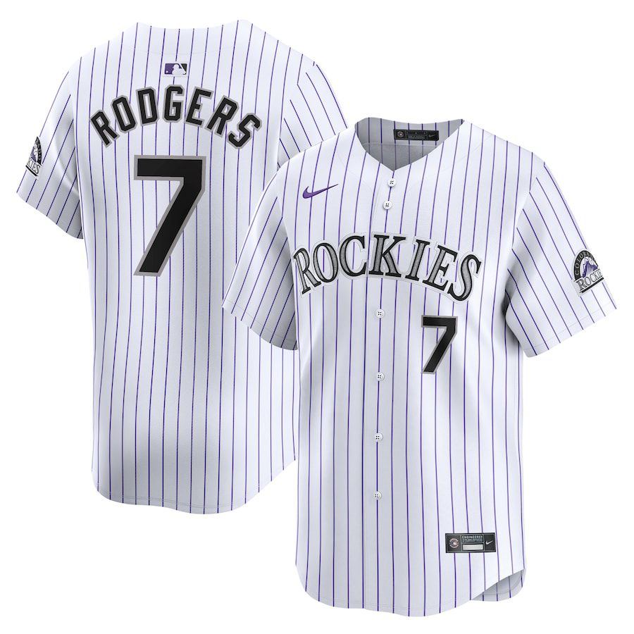 Men Colorado Rockies #7 Brendan Rodgers Nike White Home Limited Player MLB Jersey